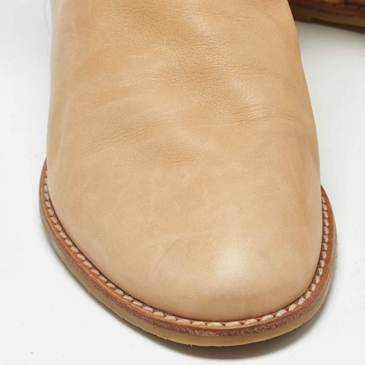 Pre Owned Stuart Weitzman Tan Nubuck Leather Ankle Length Boots Size 37
