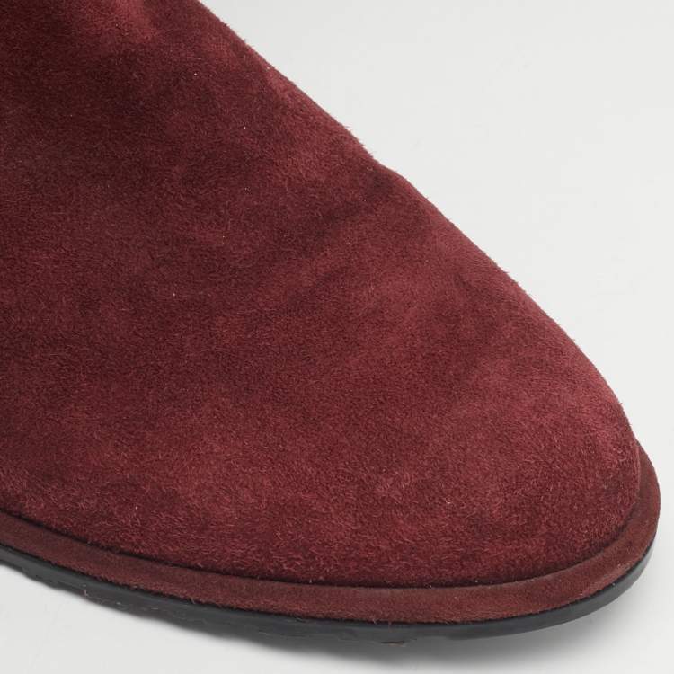 Pre Owned Stuart Weitzman Burgundy Suede Lowland Over The Knee Boots Size 37