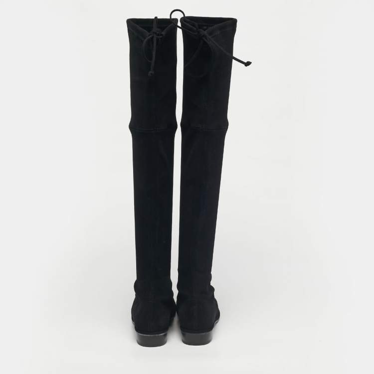 Pre Owned Stuart Weitzman Black Suede Lowland Over The Knee Boots Size 36