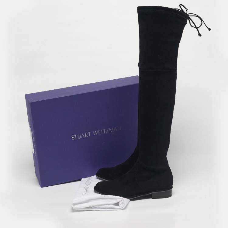 Pre Owned Stuart Weitzman Black Suede Lowland Over The Knee Boots Size 36