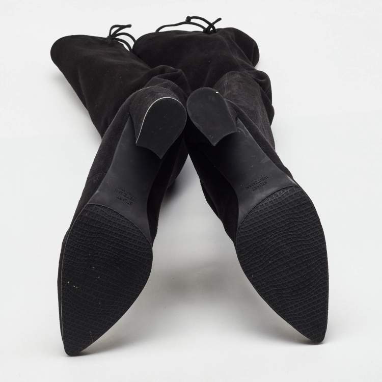 Pre Owned Stuart Weitzman Black Suede Lowland Over The Knee Boots Size 40