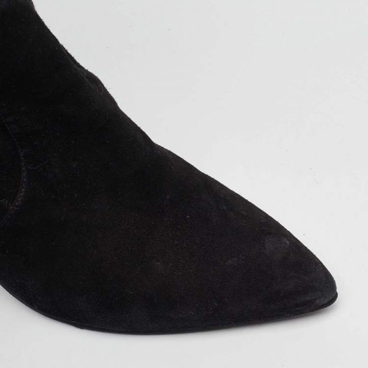 Pre Owned Stuart Weitzman Black Suede Lowland Over The Knee Boots Size 40