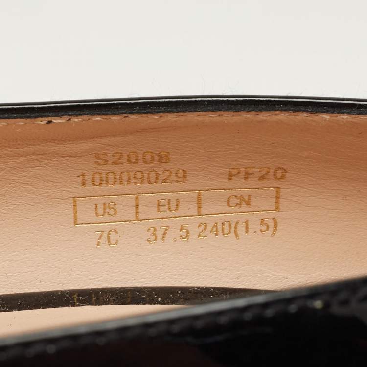 Pre Owned Stuart Weitzman Black Patent Block Heel Pumps Size 37.5