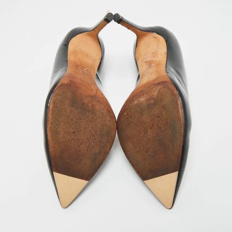 Pre Owned Stuart Weitzman Black Patent Leather Pointed Toe Pumps Size 38