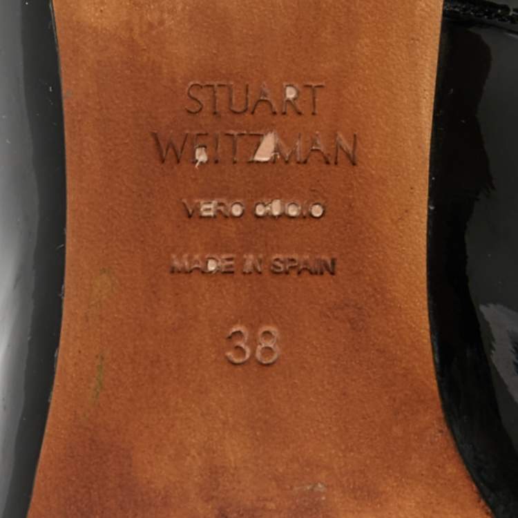 Pre Owned Stuart Weitzman Black Patent Leather Pointed Toe Pumps Size 38