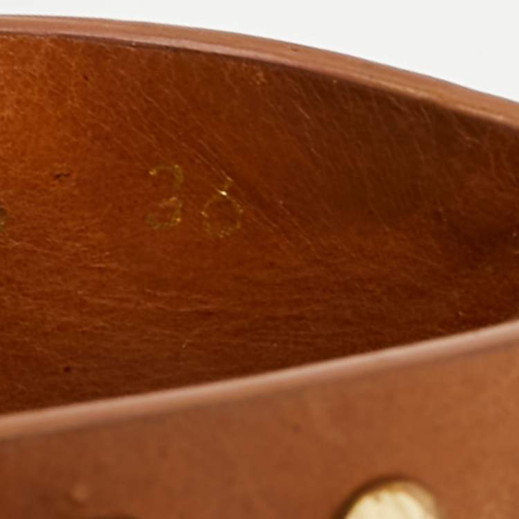 Pre Owned Stuart Weitzman Brown Leather Studs Slide Sandals Size 36