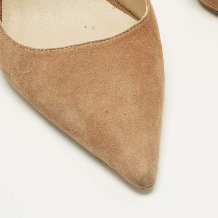 Pre Owned Stuart Weitzman Brown Suede Anny Pointed Toe Pumps Size 38.5