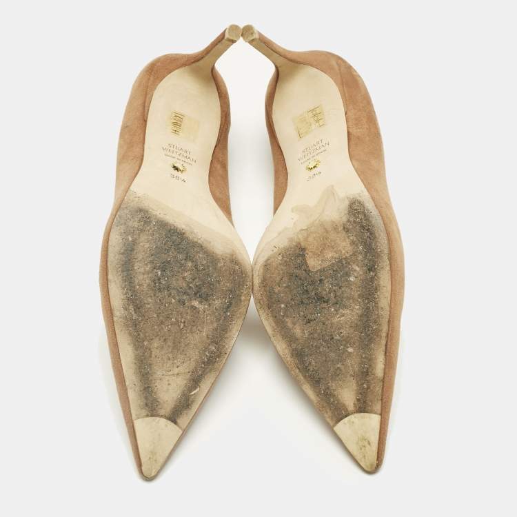 Pre Owned Stuart Weitzman Brown Suede Anny Pointed Toe Pumps Size 38.5