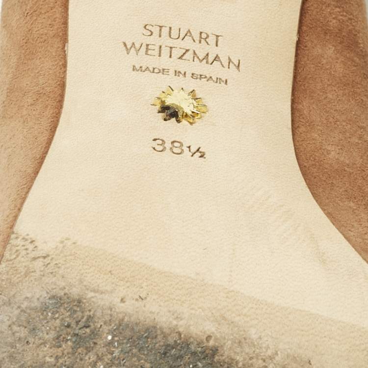 Pre Owned Stuart Weitzman Brown Suede Anny Pointed Toe Pumps Size 38.5