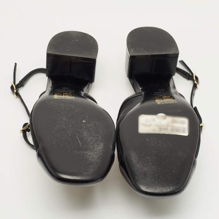 Pre Owned Stuart Weitzman Black Leather and Mesh Maeve Mary Jane Pumps Size 38