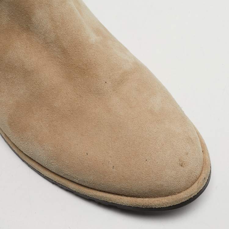 Pre Owned Stuart Weitzman Lowland Size 39.5 Beige Suede Knee Length Boots
