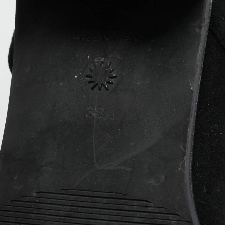 Pre Owned Stuart Weitzman Size 38.5 Black Suede Ankle Length Boots