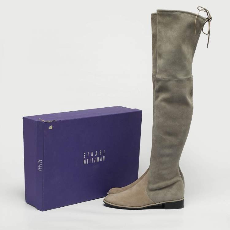 مملوكة مسبقًا Stuart Weitzman Fossil Size 39.5 Grey Suede Knee Length Boots