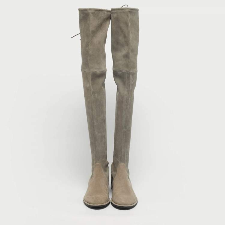 مملوكة مسبقًا Stuart Weitzman Fossil Size 39.5 Grey Suede Knee Length Boots