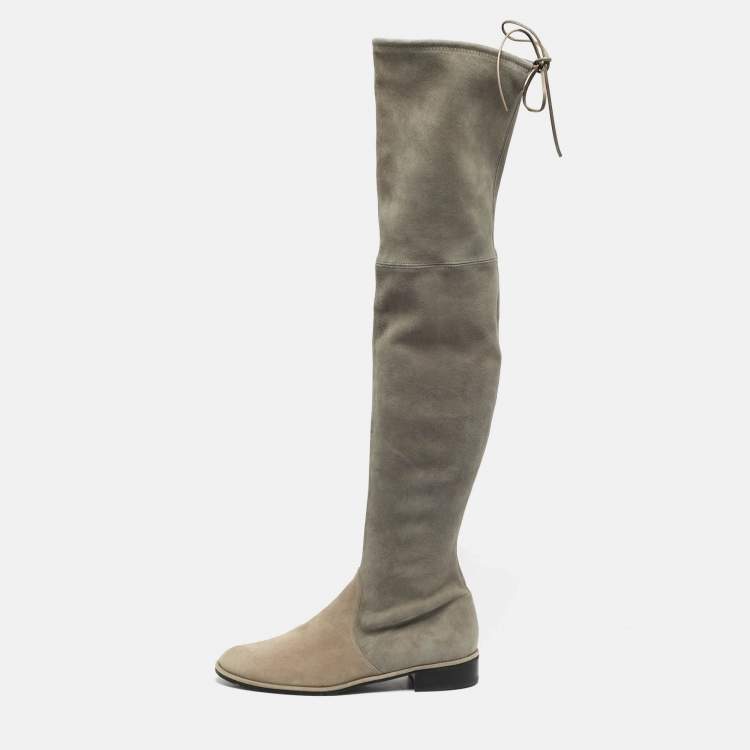 مملوكة مسبقًا Stuart Weitzman Fossil Size 39.5 Grey Suede Knee Length Boots