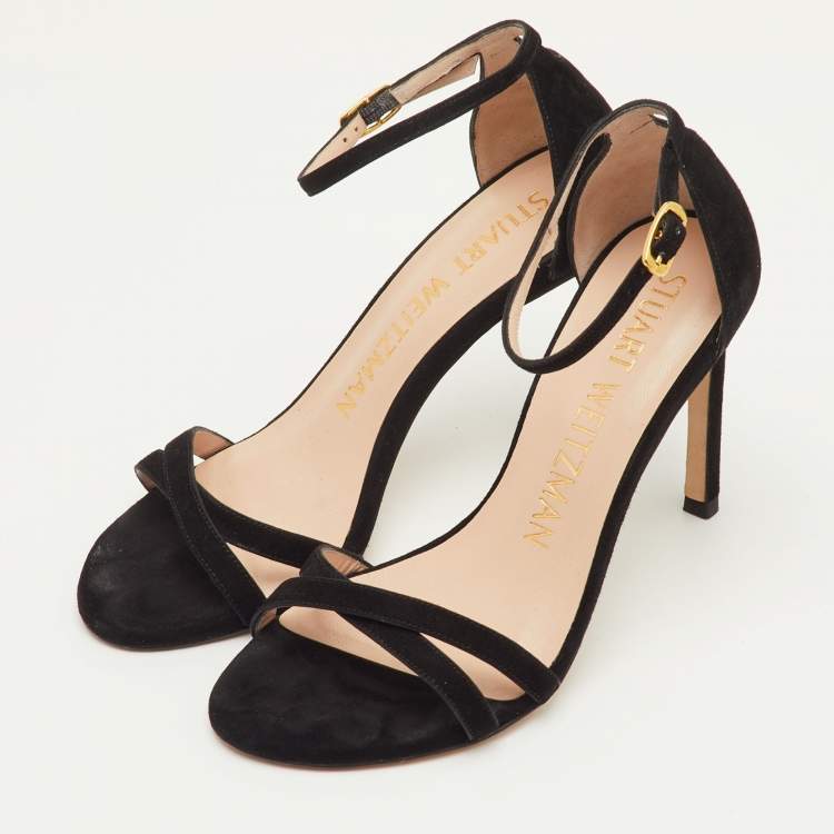 Pre Owned Stuart Weitzman Size 35 Black Suede Ankle Strap Sandals