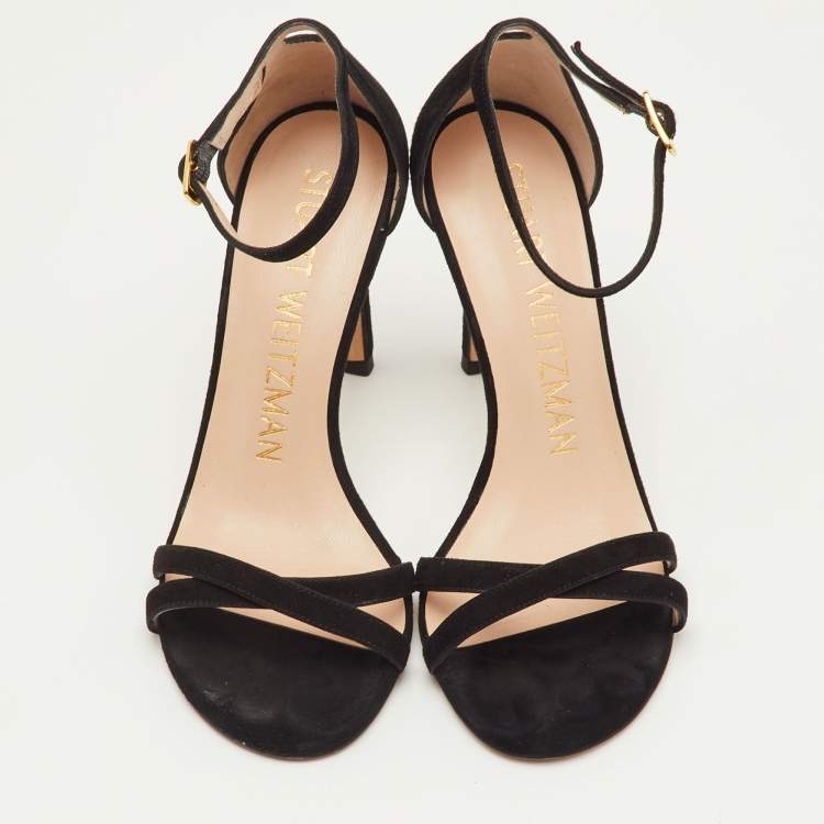 Pre Owned Stuart Weitzman Size 35 Black Suede Ankle Strap Sandals