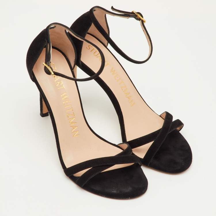 Pre Owned Stuart Weitzman Size 35 Black Suede Ankle Strap Sandals