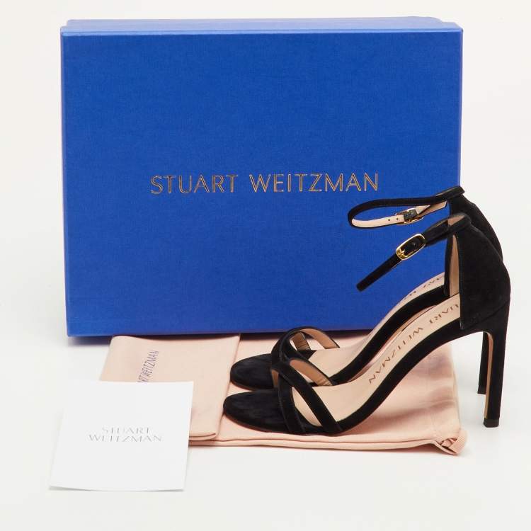Pre Owned Stuart Weitzman Size 35 Black Suede Ankle Strap Sandals