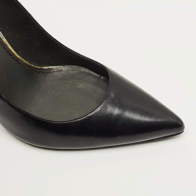 Pre Owned Stuart Weitzman Size 38.5 Black Leather Pointed Toe Pumps