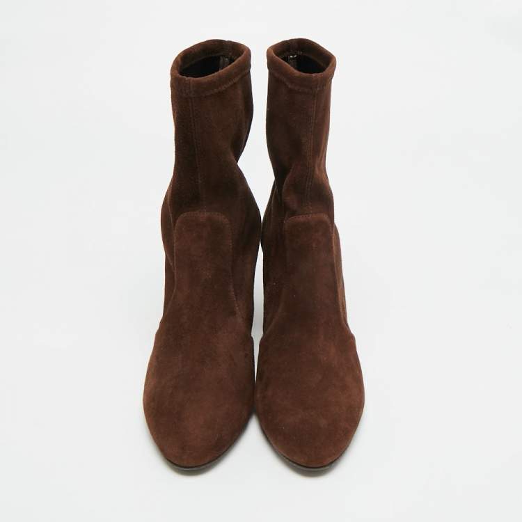 Pre Owned Stuart Weitzman Size 38.5 Brown Suede Ankle Length Boots