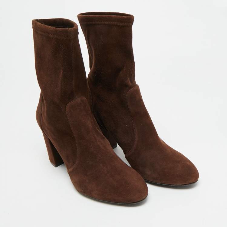 Pre Owned Stuart Weitzman Size 38.5 Brown Suede Ankle Length Boots