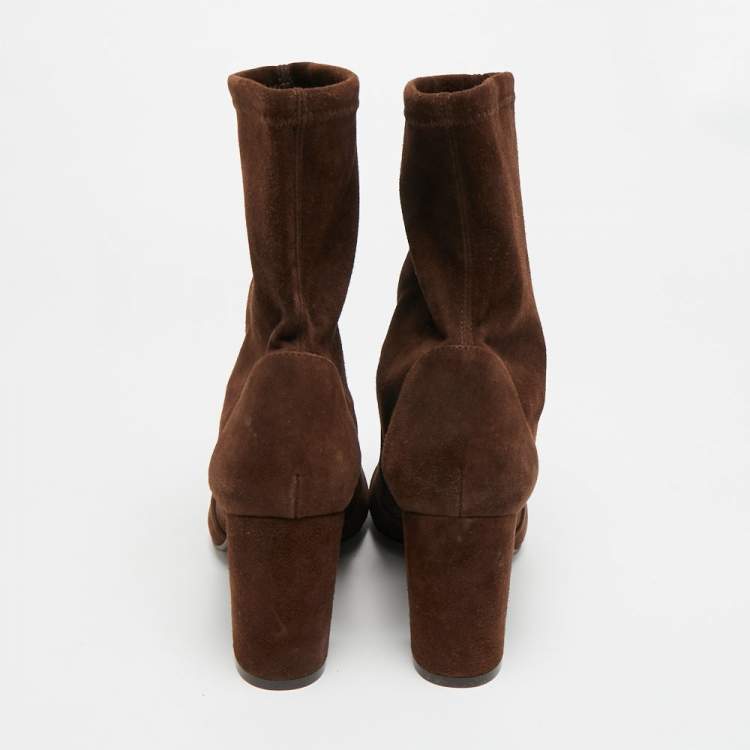 Pre Owned Stuart Weitzman Size 38.5 Brown Suede Ankle Length Boots