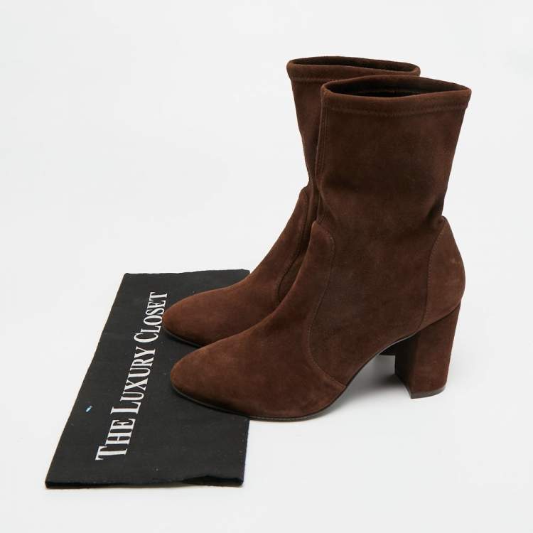Pre Owned Stuart Weitzman Size 38.5 Brown Suede Ankle Length Boots