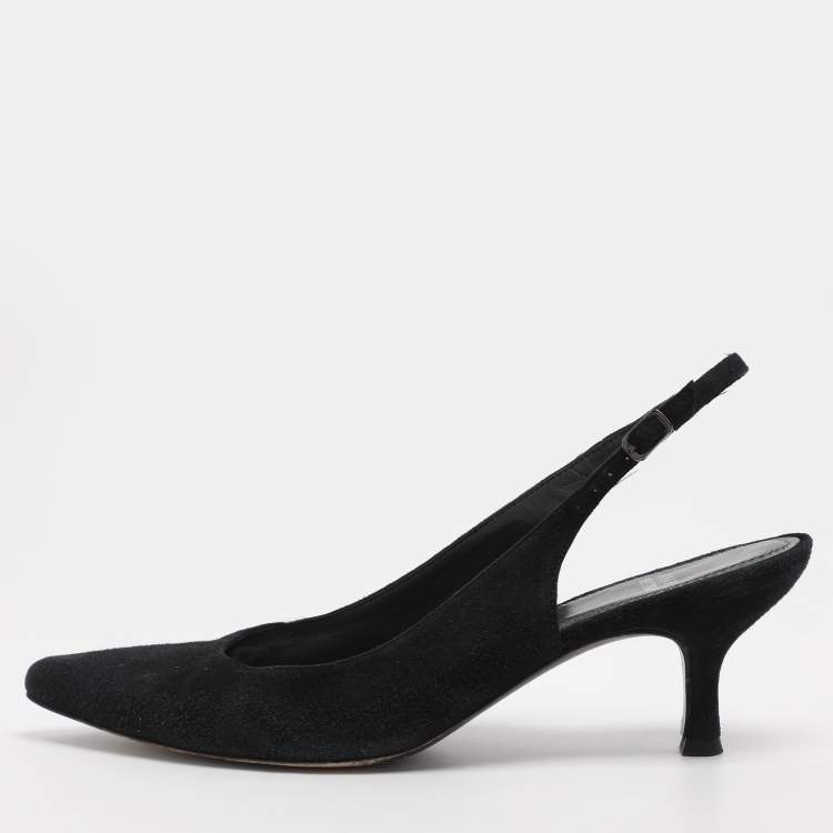Pre Owned Stuart Weitzman Size 40 Black Suede Slingback Pumps