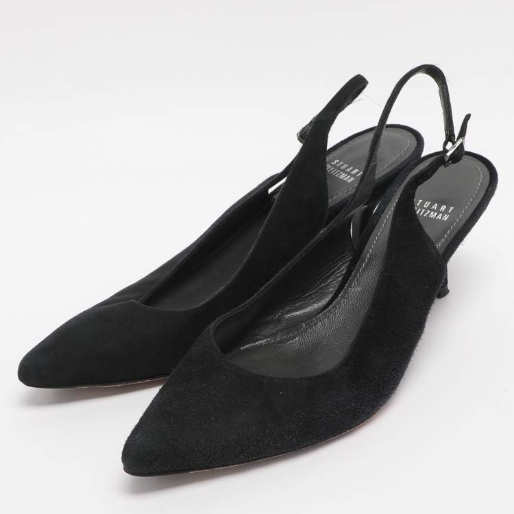 Pre Owned Stuart Weitzman Size 40 Black Suede Slingback Pumps