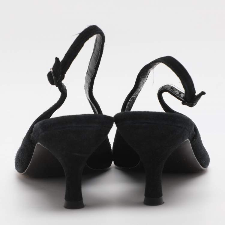 Pre Owned Stuart Weitzman Size 40 Black Suede Slingback Pumps