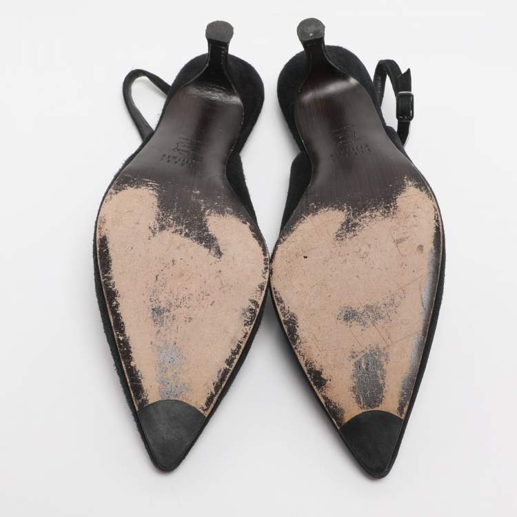 Pre Owned Stuart Weitzman Size 40 Black Suede Slingback Pumps