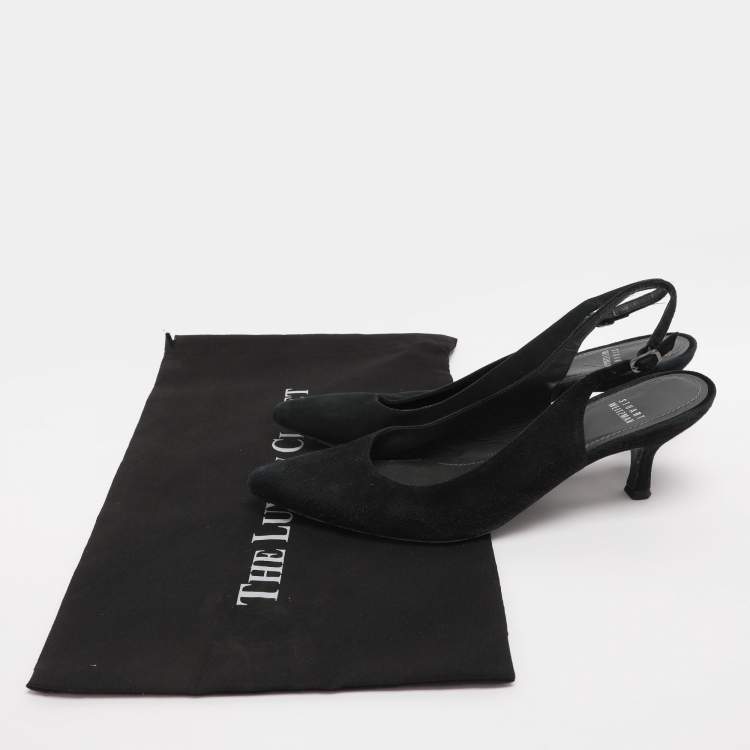 Pre Owned Stuart Weitzman Size 40 Black Suede Slingback Pumps