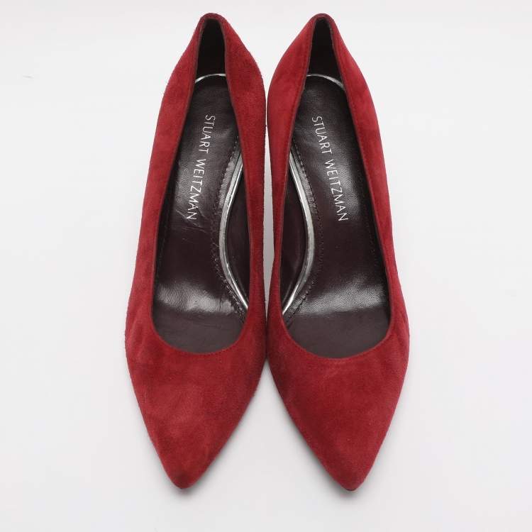 Pre Owned Stuart Weitzman Size 40 Red Suede Pumps