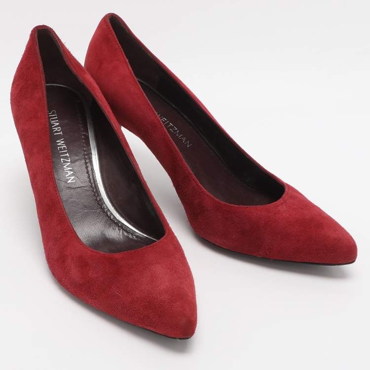 Pre Owned Stuart Weitzman Size 40 Red Suede Pumps
