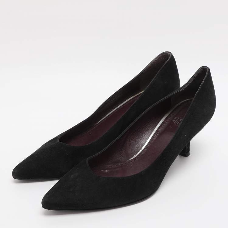 Pre Owned Stuart Weitzman Size 39.5 Black Suede Pumps