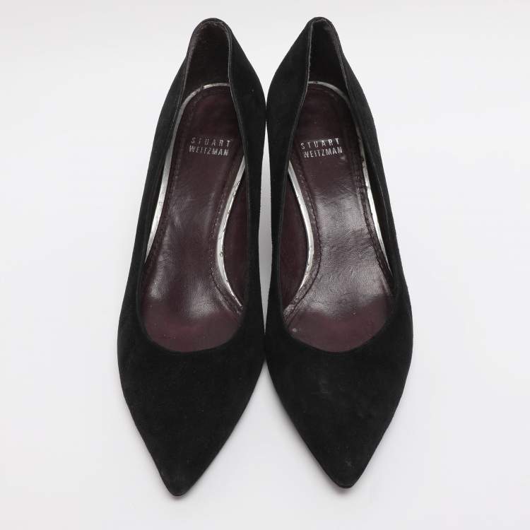 Pre Owned Stuart Weitzman Size 39.5 Black Suede Pumps