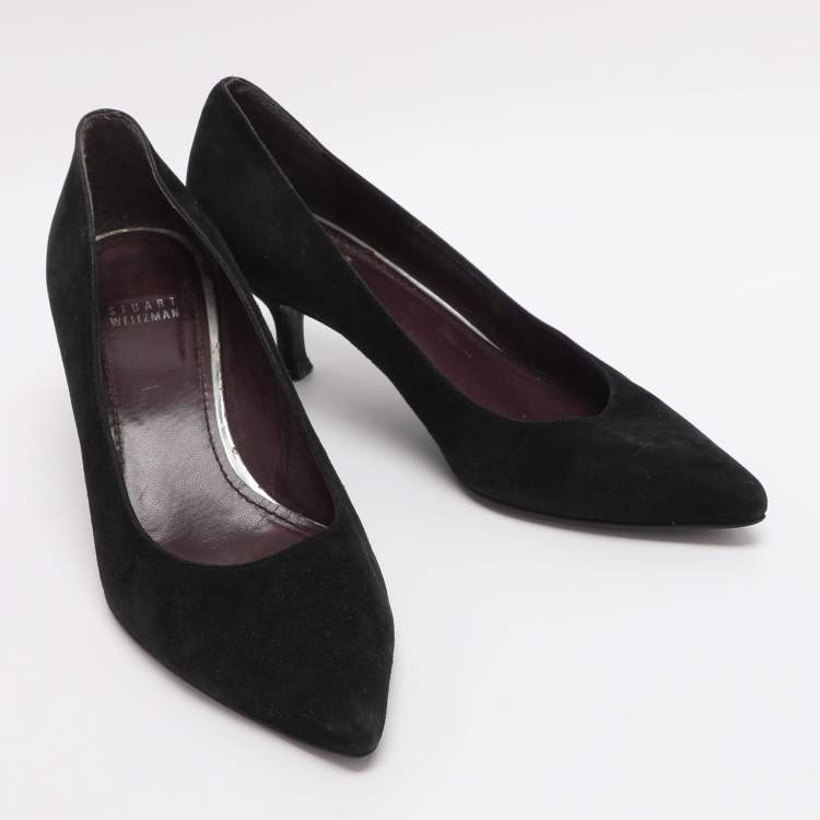 Pre Owned Stuart Weitzman Size 39.5 Black Suede Pumps