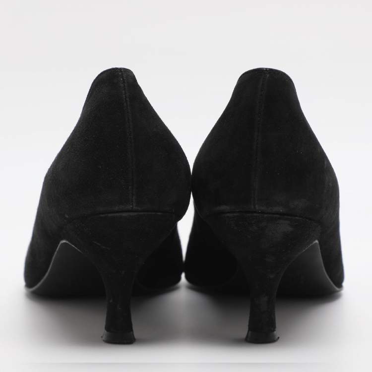 Pre Owned Stuart Weitzman Size 39.5 Black Suede Pumps