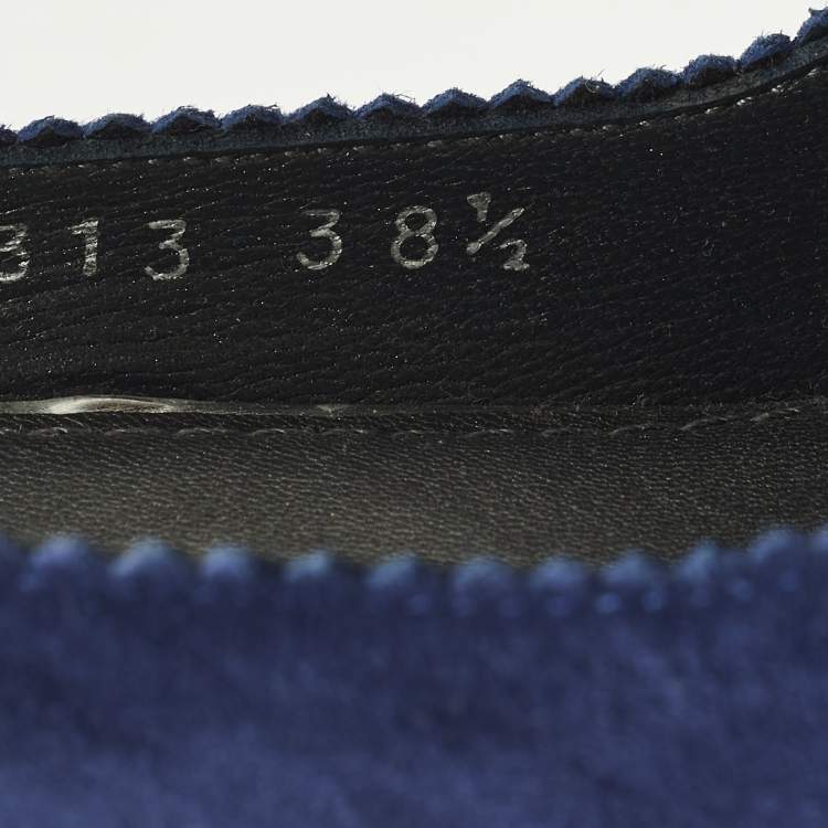 Pre Owned Stuart Weitzman Size 38.5 Navy Blue Suede Peep Toe Pumps