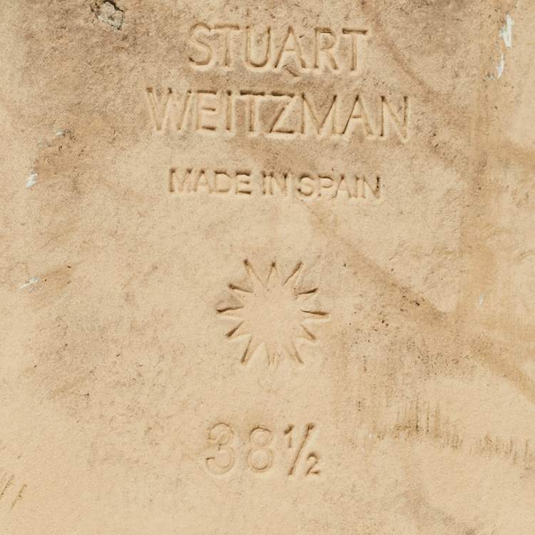 Pre Owned Stuart Weitzman Size 38.5 Black PVC and Suede Ankle Strap Flats