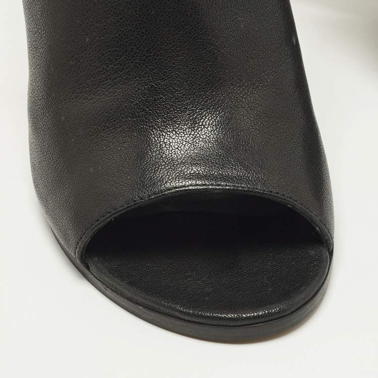 Pre Owned Stuart Weitzman Openhouse Size 39 Black Leather Ankle Length Boots