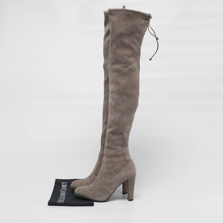 Pre Owned Stuart Weitzman Highland Size 36.5 Beige Suede Knee Length Boots