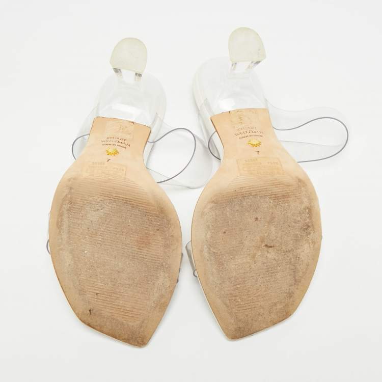 مملوكة مسبقًا Stuart Weitzman Kristal Size 37.5 Transparent PVC Slide Sandals
