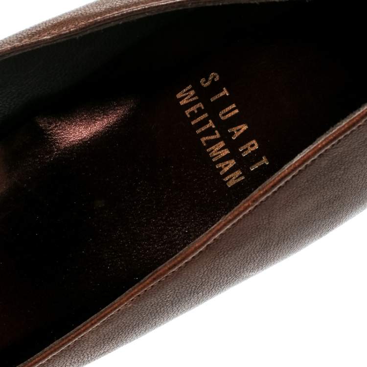 Pre Owned Stuart Weitzman Brown Leather Pumps Size 39.5