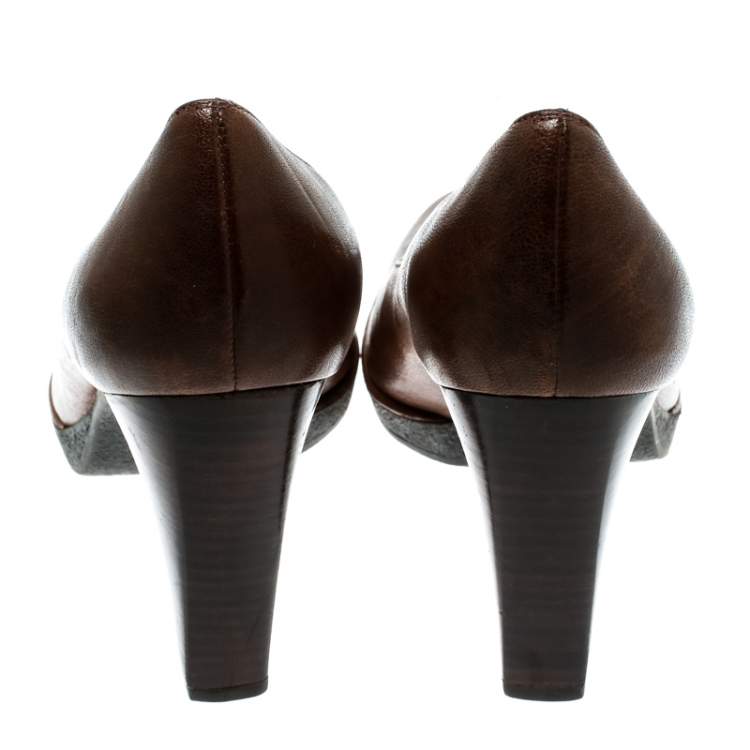 Pre Owned Stuart Weitzman Brown Leather Pumps Size 39.5