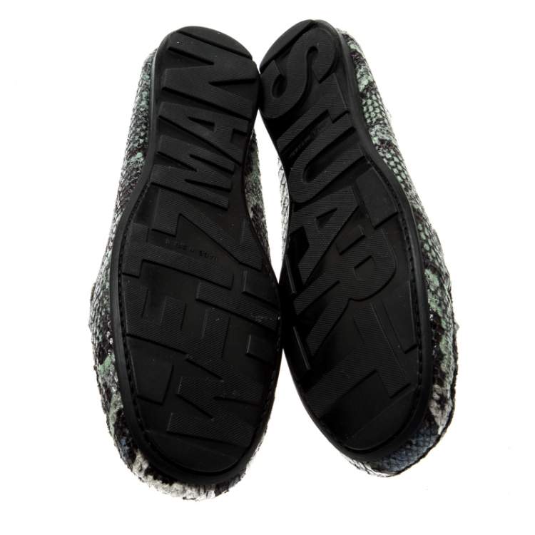 Pre Owned Stuart Weitzman Multicolor Python Embossed Leather Crystal Embellished Loafers Size 39.5