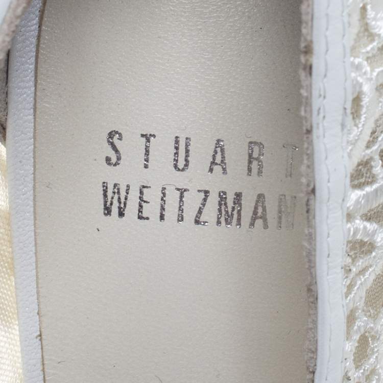 Pre Owned Stuart Weitzman White Lace Swoon Platform Pumps Size 37