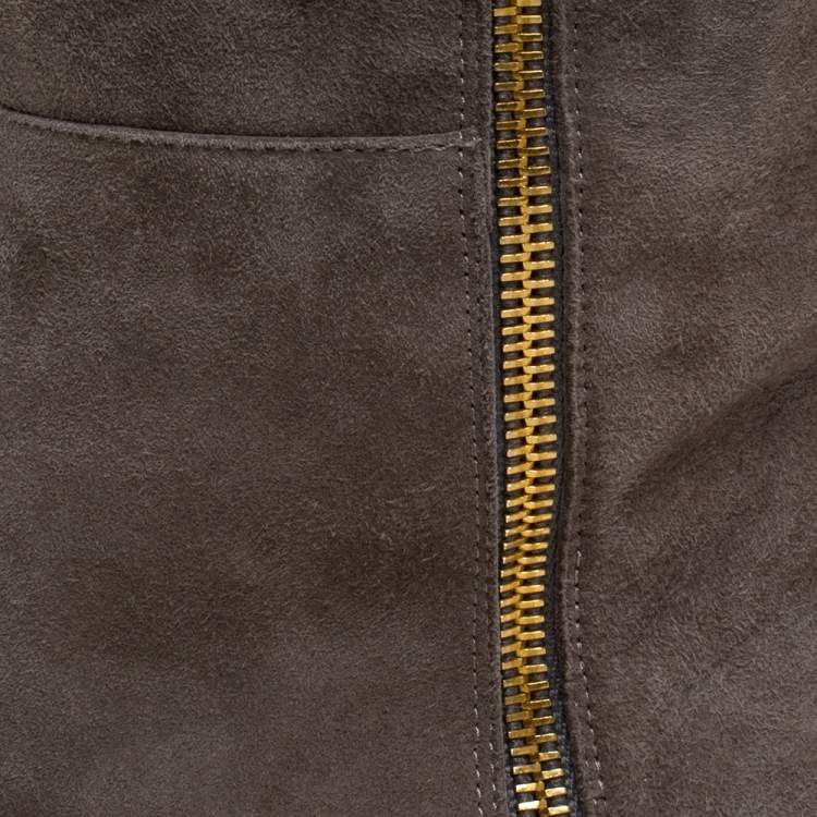 Pre Owned Stuart Weitzman Grey Suede Knee Length Boots Size 38.5