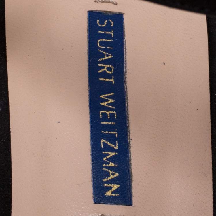 مملوكة مسبقًا Stuart Weitzman Black Suede Starla Ankle Strap Flats Size 39